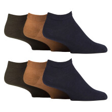 (Dec-14, Ocker / Marineblau / Grünes Khaki) Gentle Grip - 6er Pack Diabetikersocken Herren Sneaker | Gentle Grip | Extra Weit Kurz Socken