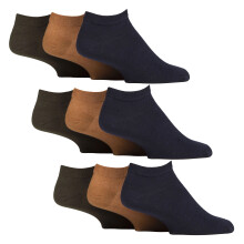 (Dec-14, Ocker / Marineblau / Grünes Khaki) Gentle Grip - 9er Pack Herren Diabetikersocken Kurz | Gentle Grip | Sneaker Socken Ohne Gummi