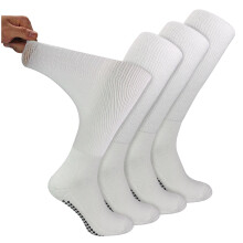 (Dec-14, Weiß) Dr.Socks - 4 Paar Kniestrümpfe Anti Rutsch Bambus Diabetikersocken | Socken Ohne gummi