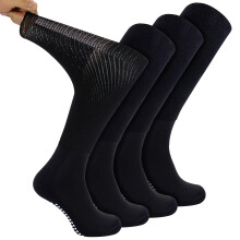 (Dec-14, Schwarz) Dr.Socks - 4 Paar Kniestrümpfe Anti Rutsch Bambus Diabetikersocken | Socken Ohne gummi