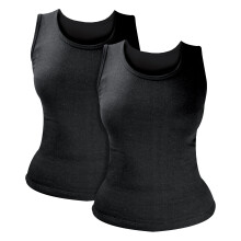 (L, Schwarz) Heat Holders - Heat Holders - 2er Pack Damen Thermo Innenfleece Baumwolle Ärmellos Unterhemd