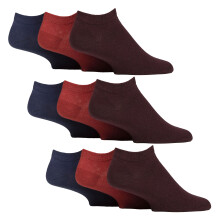 (Dec-14, Gebranntes Orange / Blau / Burgunderrot) IOMI - 9er Pack Herren Diabetiker Socken Sneaker | IOMI | Weit Socken Kurz Ohne Gummi