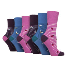 (04-Aug, Schöne Käfer) Gentle Grip - 6 Paar Damen-Socken mit Wildtier-Hunde-Katzen-Muster
