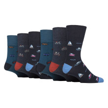 (06-Nov, Fahrzeug) Gentle Grip - 6 Paar neuartig gemusterte Herrensocken mit hohem Baumwollanteil