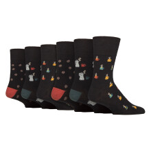 (06-Nov, Kaffee) Gentle Grip - 6 Paar neuartig gemusterte Herrensocken mit hohem Baumwollanteil