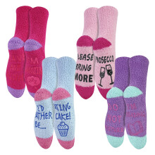 Sock Snob - 4er-Pack rutschfeste Damensocken mit lustigem Kuchenmotiv