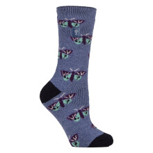 (04-Aug, Schmetterlinge / Denim) Heat Holders - Damen Winter Thermosocken Extra Warm | Heat Holders | Warm Lustige Bunte Socken