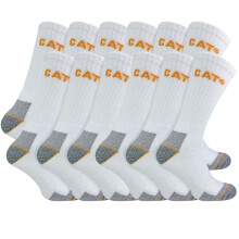 (11-14, White) Caterpillar - 12 Pack Unisex Heavy Duty Work Socks for Steel Toe Boots