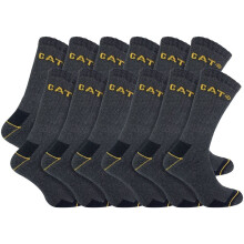 (36-38, Holzkohle) Caterpillar - 12er-Pack robuste Unisex-Arbeitssocken für Stiefel