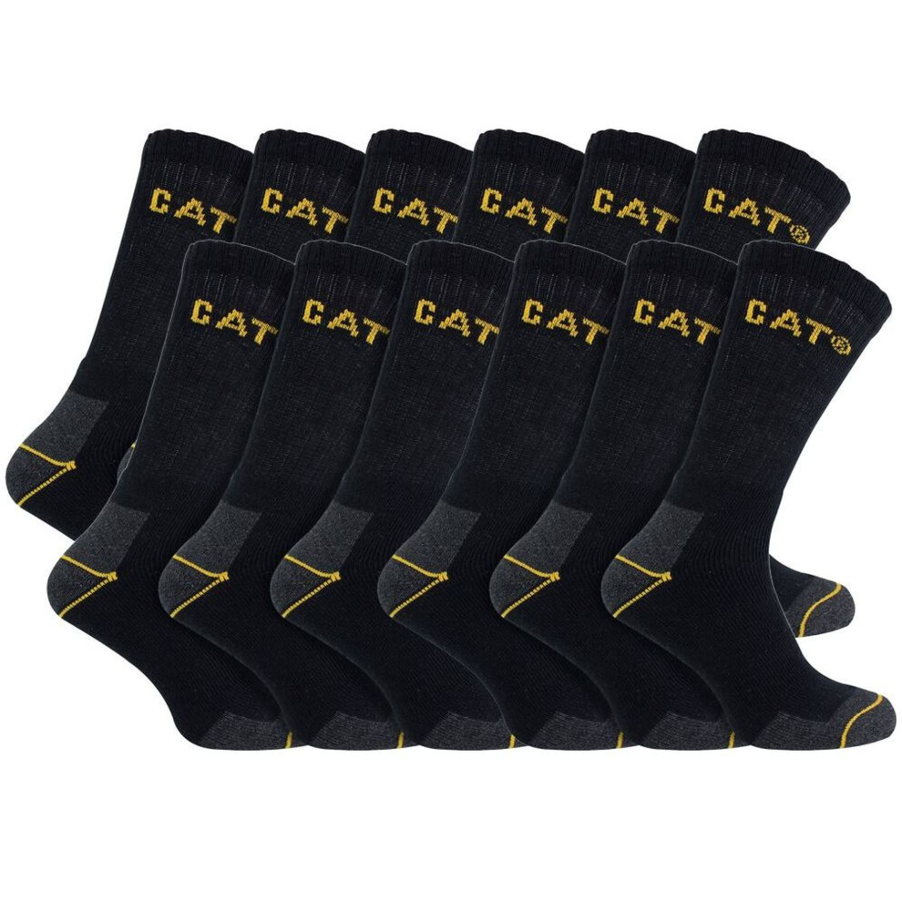 (11-14 UK, Navy) Caterpillar - 12 Pack Unisex Heavy Duty Work Socks for Steel Toe Boots