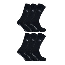 (06-Nov, Schwarz) THMO - 6er-Pack rutschfeste Socken gefütterte Hausschuhsocken für Herren