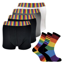 (M, Regenbogen) Sock Snob - Herren-Set mit Regenbogensocken im 3er-Pack und Boxershorts im 4er-Pack