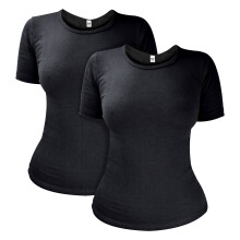 (16-18 D, Schwarz) Heat Holders - Heat Holders - Damen Thermo Innenfleece Outdoor Baumwolle Kurzarm Unterhemd