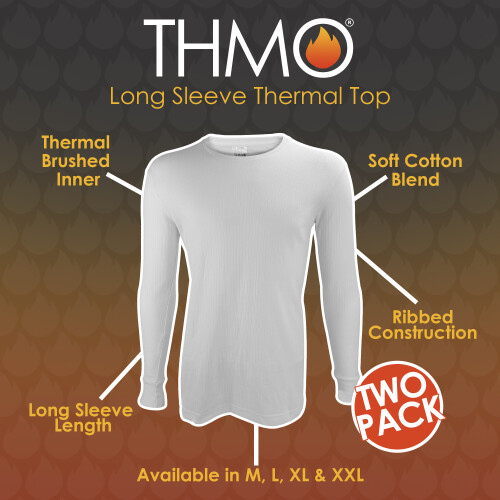 (XL, Weiß (X2)) THMO - THMO - 2er Pack Herren Thermounterwäsche Oberteil 2