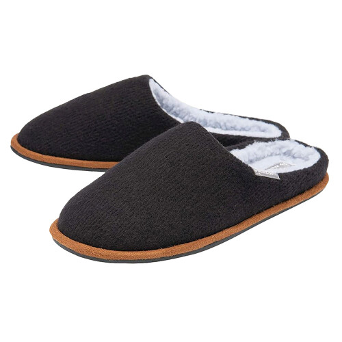 Dunlop (46, Schwarz) Dunlop - Herren Pantoffeln Mit Plüschfutter Und Memory Schaum