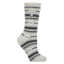 (37-42, Hellgraues Fairisle) Heat Holders - Gemusterte Thermal Lite-Socken für Damen