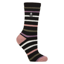 (04-Aug, Schwarz gestreift) Heat Holders - Gemusterte Thermal Lite-Socken für Damen