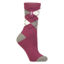 (04-Aug, Rosa Argyle) Heat Holders - Gemusterte Thermal Lite-Socken für Damen