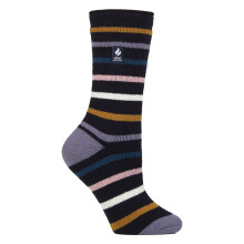 (37-42, Marineblau gestreift) Heat Holders - Gemusterte Thermal Lite-Socken für Damen