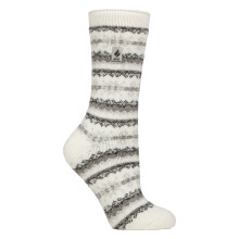 (04-Aug, Elfenbeinfarbenes Fairisle) Heat Holders - Gemusterte Thermal Lite-Socken für Damen