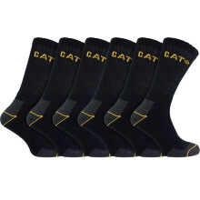 (3-5, Black) Caterpillar - 6 Pack Unisex Heavy Duty Work Socks for Steel Toe Boots