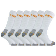 (11-14, White) Caterpillar - 6 Pack Unisex Heavy Duty Work Socks for Steel Toe Boots