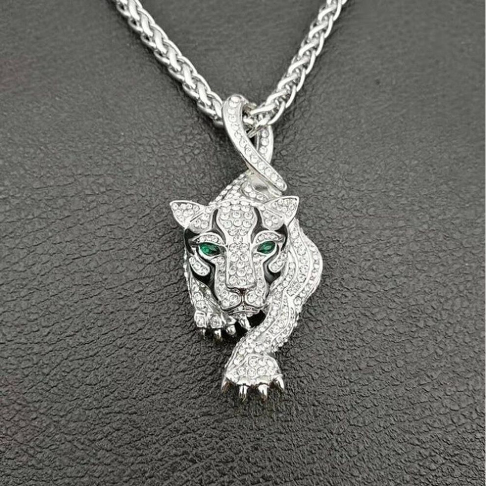 (silver) Personality Trend Male Men Animal Lion Men Jewelry Gold Cheetah Animal Pendant Fashion Cool Necklace