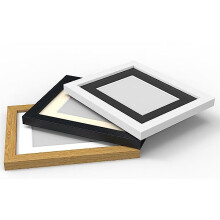 (Black Frame Ivory Mount, 6x4 Pic Size 4x3) MODERN Box Photo Picture Poster Frames with Black Mount 6 Colours Multi Sizes Black White Oak
