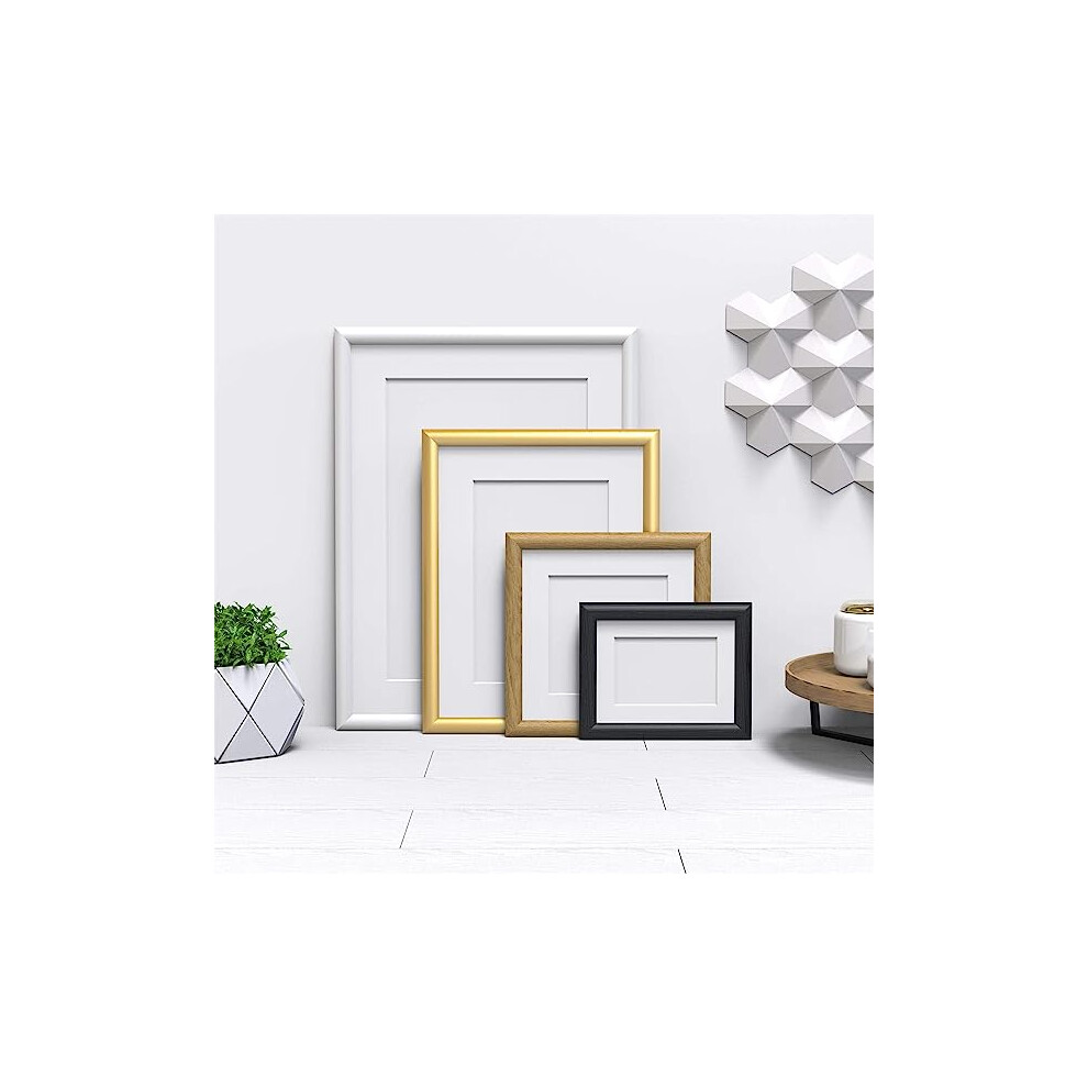 (Oak Frame White Mount, 24x18&quot; Frame for 18x12&quot; Picture) FramesPlus Minimo Range Photo Picture Poster Frames with White Mount 13 Colors Larg-image-OPC-PGJT7HV-NEW
