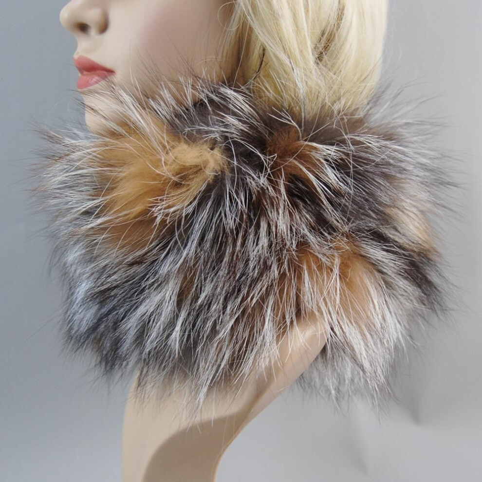 (brown,gold, Good elasticity) 2022 Women's Winter Warm Real Fox Fur Scarf Fur Headbands Fox Fur Scarves Luxury Neck Warmer Good Elastic Natural Fur Mufflers