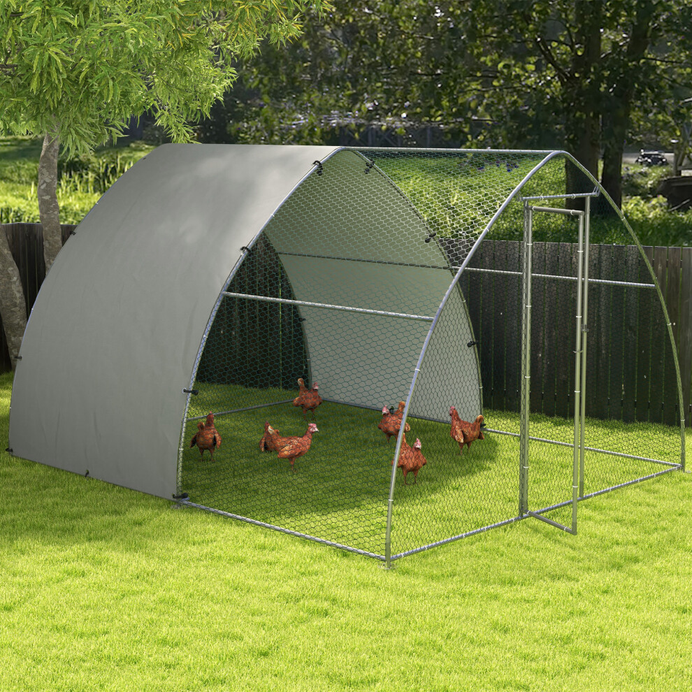 Pawhut Walk-In Chicken Run W/ Cover, For 8-12 Chickens, 3 X 3.8 X 2.2M