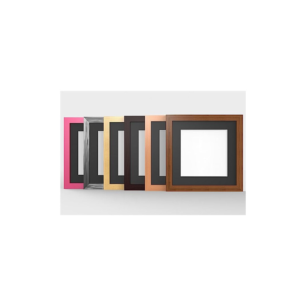 (Pink Frame Black Mount, 7x7 Pic Size 5x5) MODERN SQUARE Photo Picture Frames with Black Mount 6 Colours Multi Sizes Dark Teak, Beech, Mahogany, Pine,-image-OPC-PGJTKPD-NEW