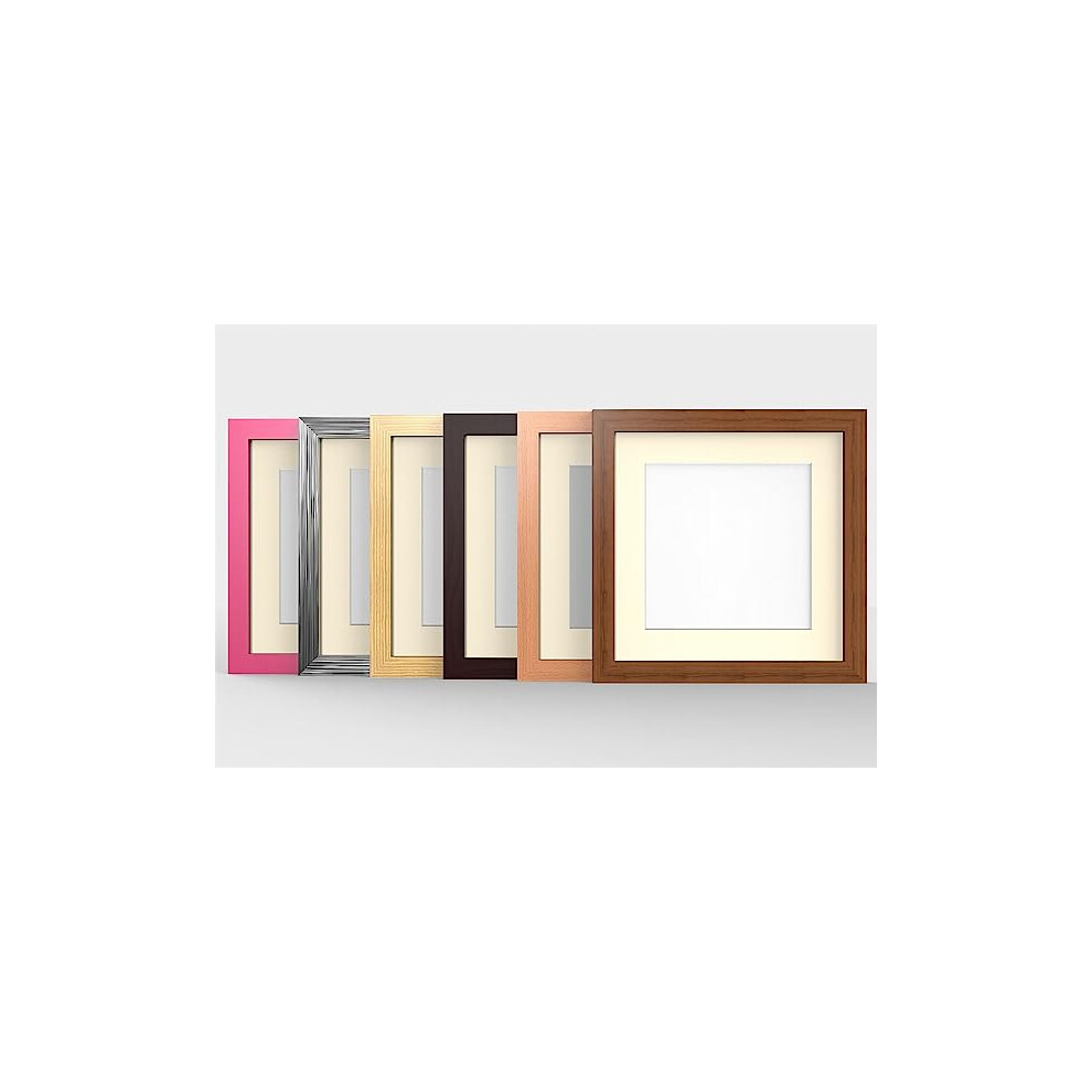 (Pine Frame Ivory Mount, 17x17 Pic Size 13x13) MODERN SQUARE Photo Picture Frames with Ivory Mount 6 Colours Multi Sizes Dark Teak, Beech, Mahogany, P-image-OPC-PGJTN2S-NEW