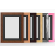 (Pink Frame Black Mount, 8x6 Pic Size 6x4) MODERN Photo Picture Poster Frames with Black Mount 6 Colours Multi Sizes Dark Teak, Beech, Mahogany, Pine, Pewter, Pink