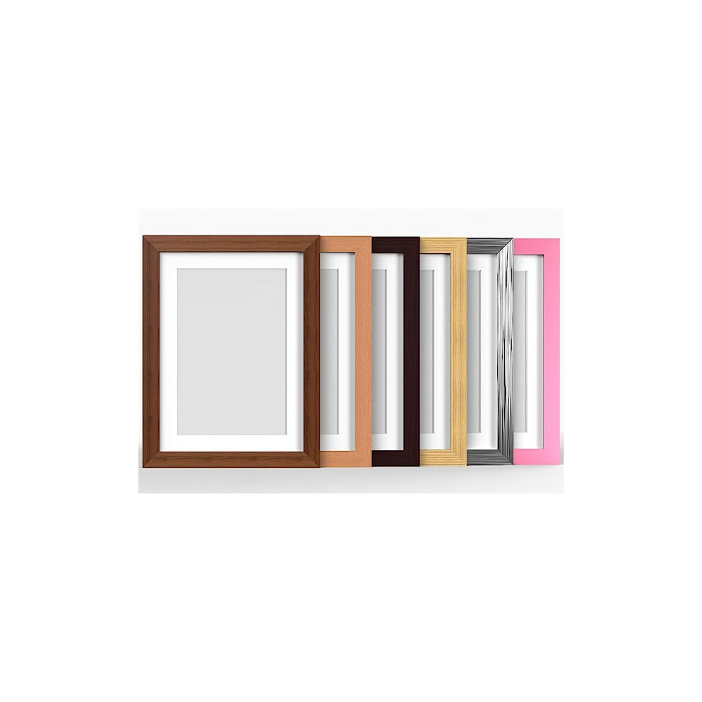 (Pine Frame White Mount, 34x24 Pic Size 30x20) MODERN Photo Picture Poster Frames with White Mount 6 Colours Multi Sizes Dark Teak, Beech, Mahogany, P-image-OPC-PGJTVNM-NEW
