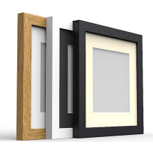 (White Frame White Mount, 12x12 Pic Size 8x8) MODERN Box SQUARE Photo Picture Frames with Black Mount 6 Colours Multi Sizes Black White Oak