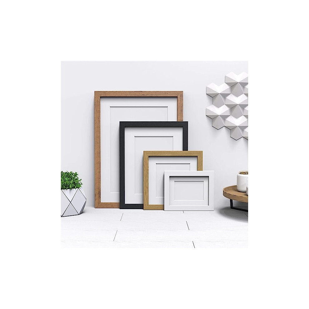 (Oak Frame White Mount, 16x12&quot; Frame for 10x8&quot; Picture) Blok Range Photo Picture Poster Frames with White Mount Large Square Small sizes Han-image-OPC-PGJTXCY-NEW