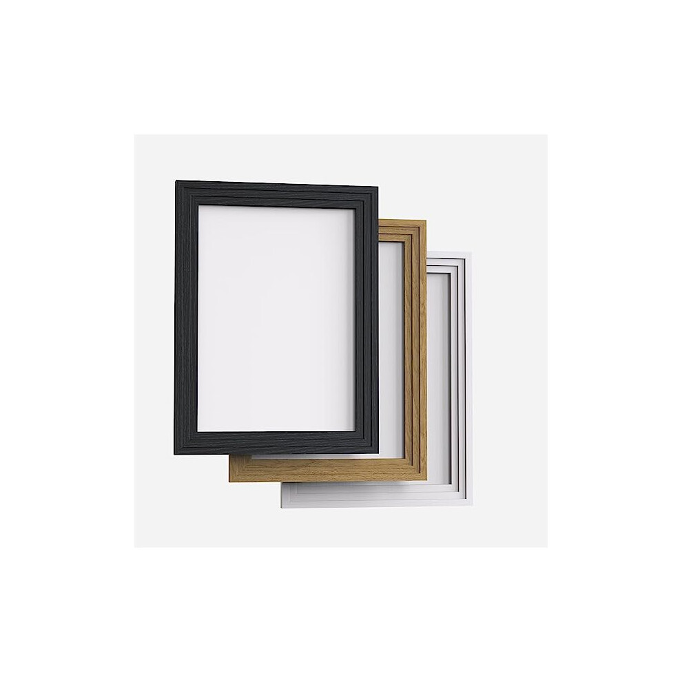 (White, 17&quot;x11&quot; (43.2 x 27.9cm)) Traditional 30mm Step Molding Picture Photo Poster Frame Black White Oak A1 A2 A3 A4-image-OPC-PGJV5ZV-NEW