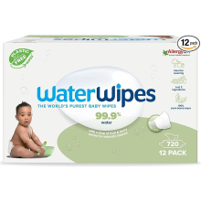 WaterWipes Plastic-Free Textured Clean, Toddler & Baby Wipes, 720 Count (12 Packs), 99.9% Water Based Wipes, Unscented