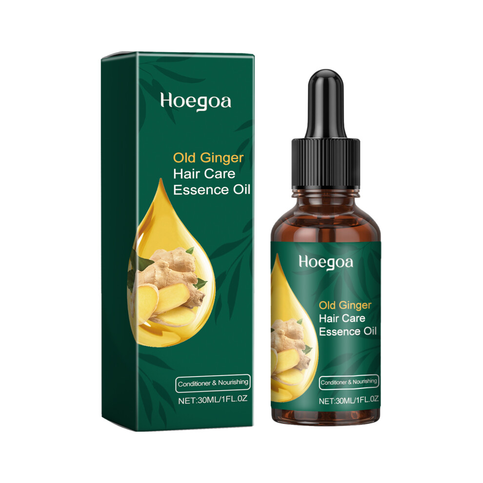 Hoegoa Old Ginger Hair Care Essence Oil, Moisturize Hair Roots Repair Frizzy Knot Supple Strong Thick Hair