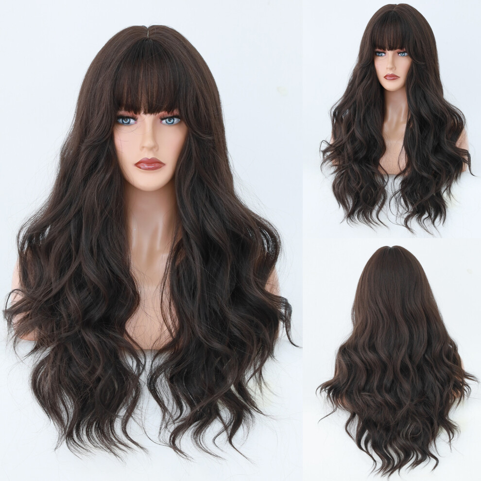 (???_68cm 26INCH) New European and American hot brown wigs faces gradient wigs long curly hair fashion Wigs