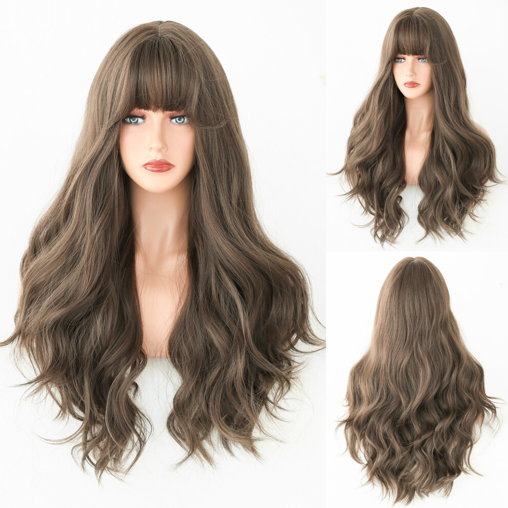 (???_68cm 26INCH) New European and American hot brown wigs faces gradient wigs long curly hair fashion Wigs