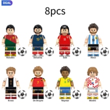 8pcs Soccer Star Building Block Toy Messi Ronaldo Mini Doll Figure