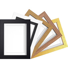 (Black Frame Ivory Mount, 9x7 Pic Size 6x4) Modern 40mm Wide Photo Picture Poster Frames with Black Mount 6 Colours Multi Sizes Black White Oak