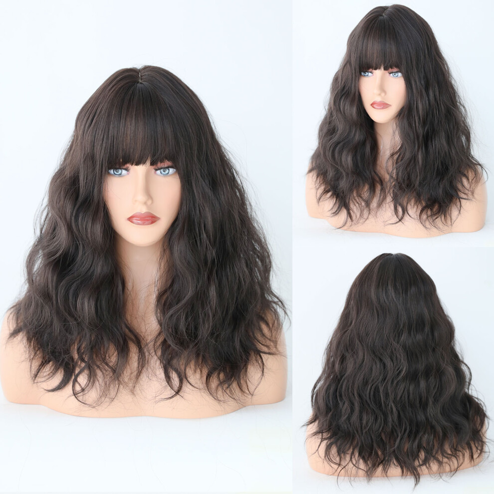Unisex Green,Black (Black Tea Color_54cm 21.25Inch) New Cosplay Halloween Wigs Seaweed Green Wavy Curl Chemical Fiber Wig Wholesale Green Wigs
