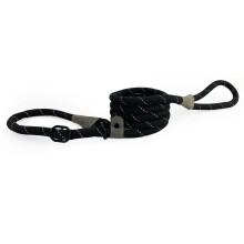 (Black) HugglePets Advanced Reflective Slip Rope Dog Lead - 180 x 1.2cm