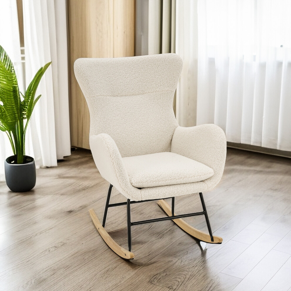 Comfy Sherpa Upholstered Rocking Accent Chair