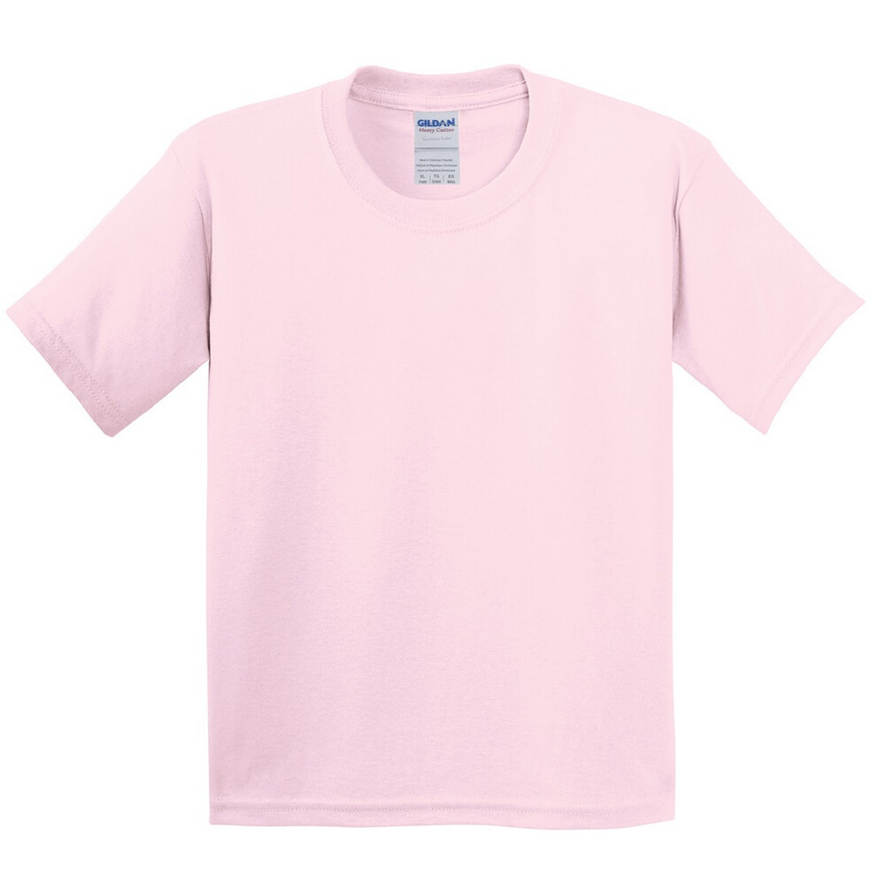(L, Light Pink) Gildan Childrens Unisex Heavy Cotton T-Shirt (Pack Of 2)