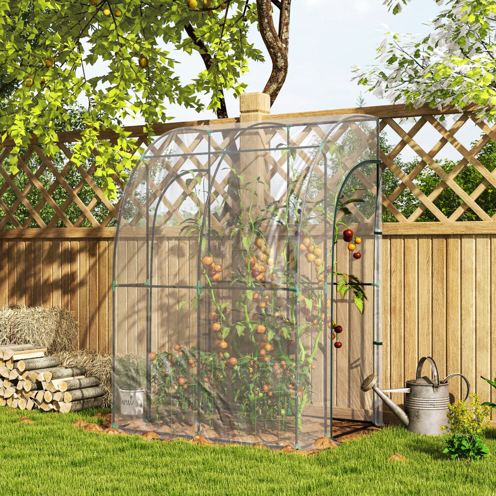 Outsunny Light 143 X 118 X 212Cm Walk-In Lean To Wall Tunnel Pvc Greenhouse With Doors - 143 X 118 X 212Cm - Image 3