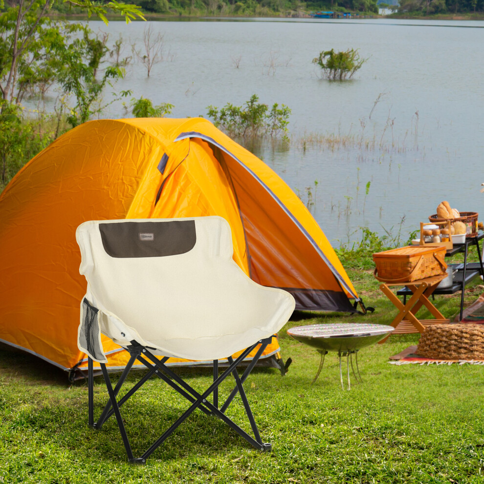 Outsunny Folding Camping Chair With Carrying Bag And Storage Pocket, White